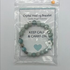 Amazonite Stretch Bracelet • Matte 8mm Beads • Silvertone Spacers • 6” • NWT